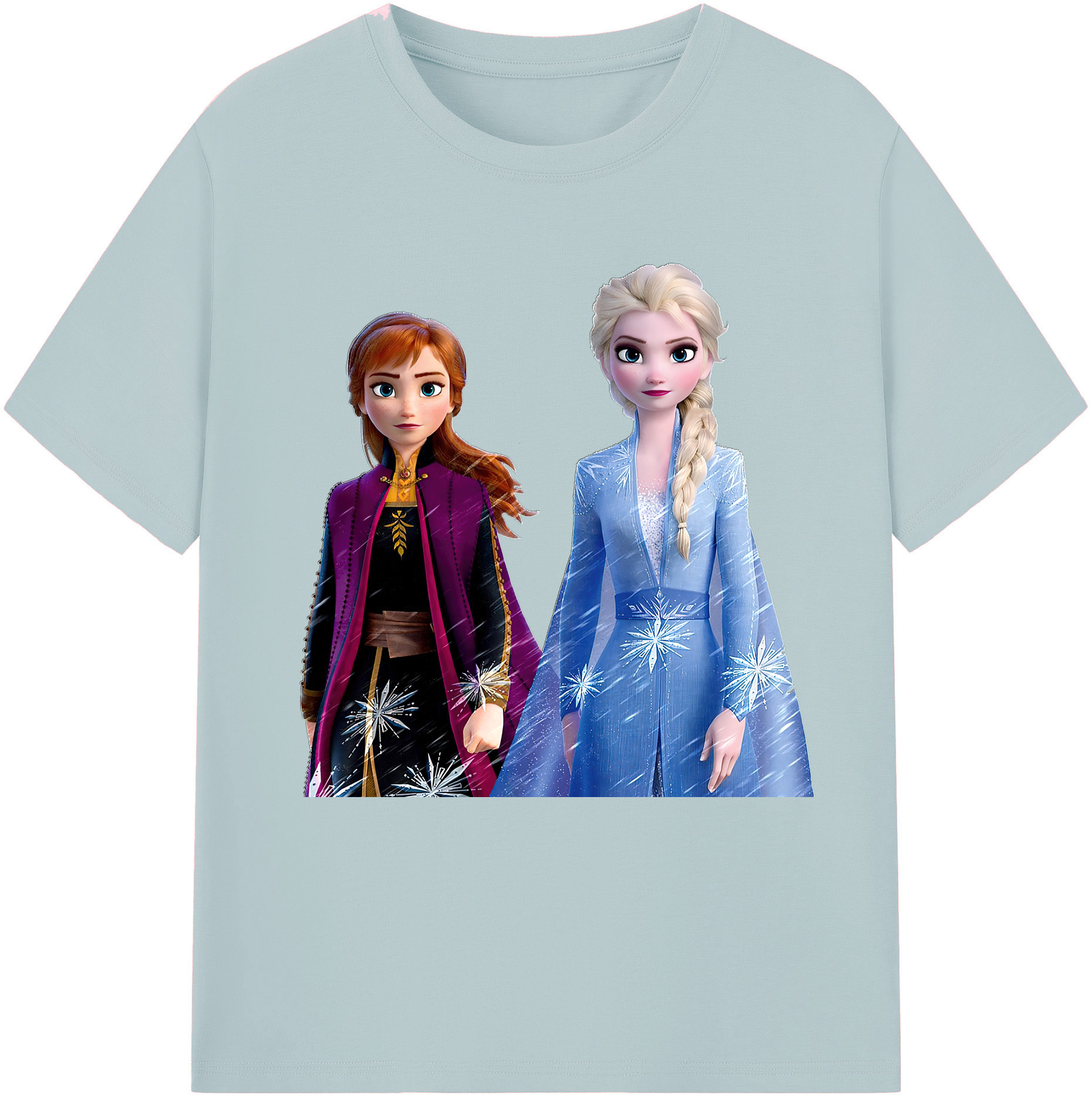 （画像用） アナと雪の女王 アンナ エルサ Frozen Anna Elsa 綿100％半袖Tシャツ（フロントプリント）
